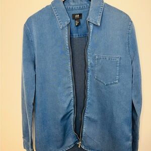 H&M Men's Denim Zip-Up Shirt Jacket